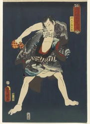 El actor Ichikawa Kodanji IV como Subashiri no Kumagoro, de la serie Ladrones en diseños de la época, 1859